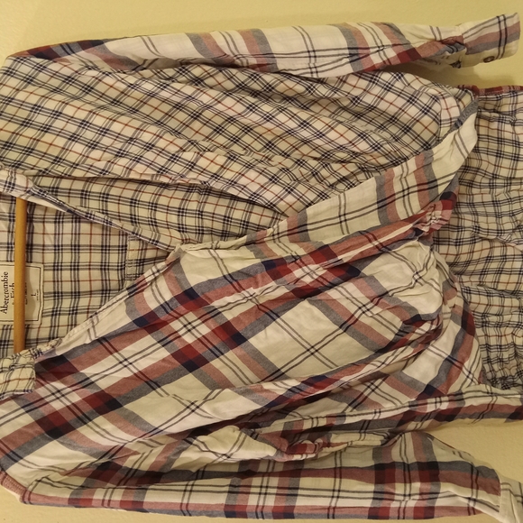 Abercrombie & Fitch Plaid Blouse - Cream and Black - Picture 2 of 6